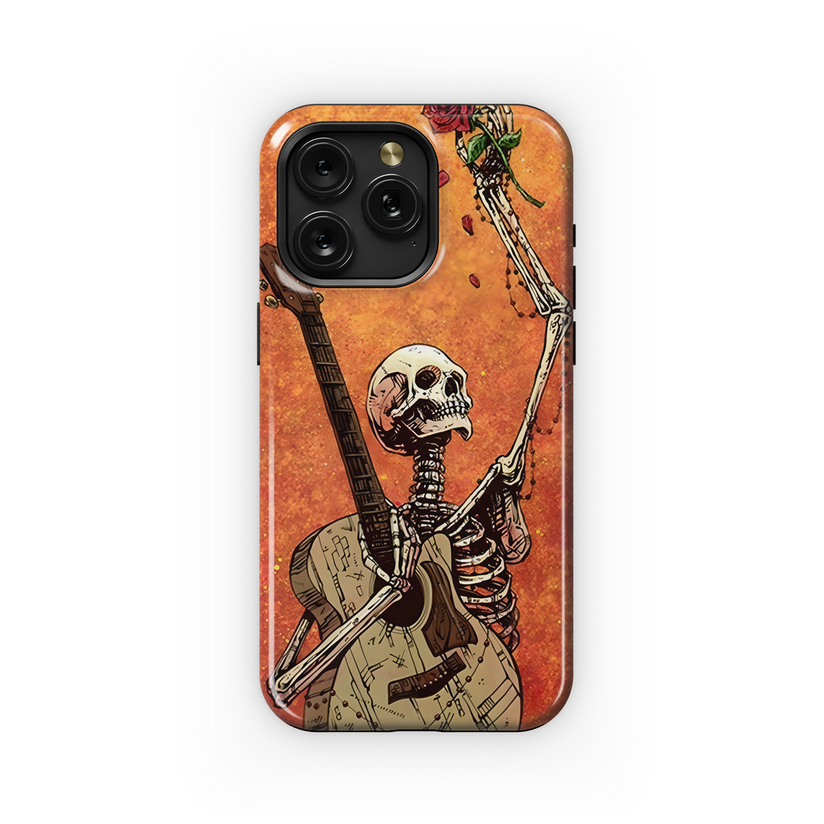 Gothic Skeleton Red Rose Guitar Phone Case iPhone Samsung Cover Pixel 1771 - Image 1