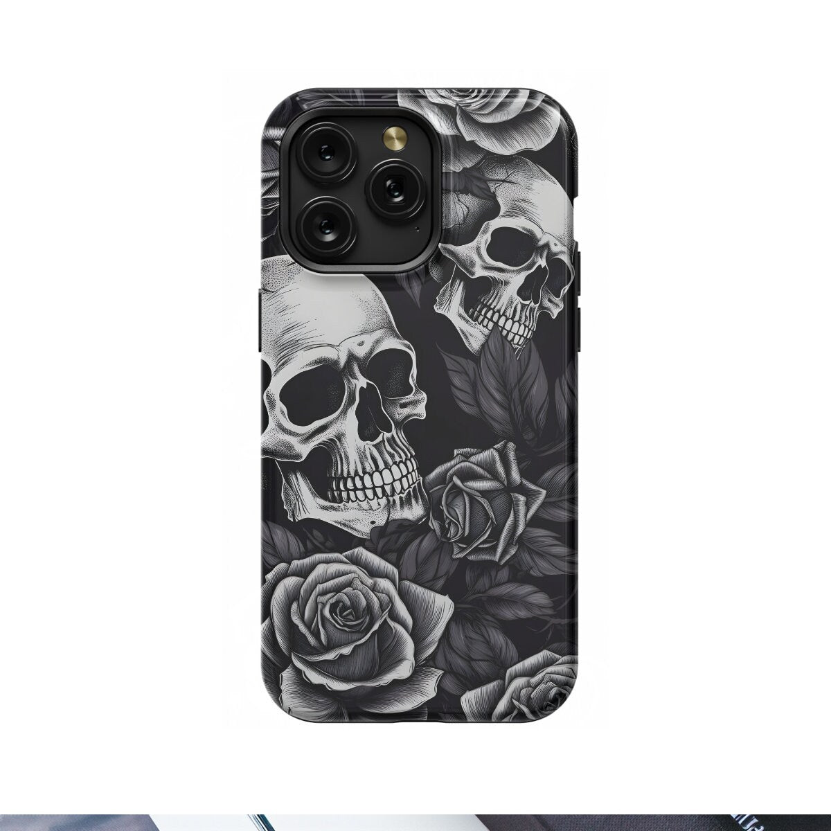 Gothic Skull Phone Case Rose Cover - Image 7