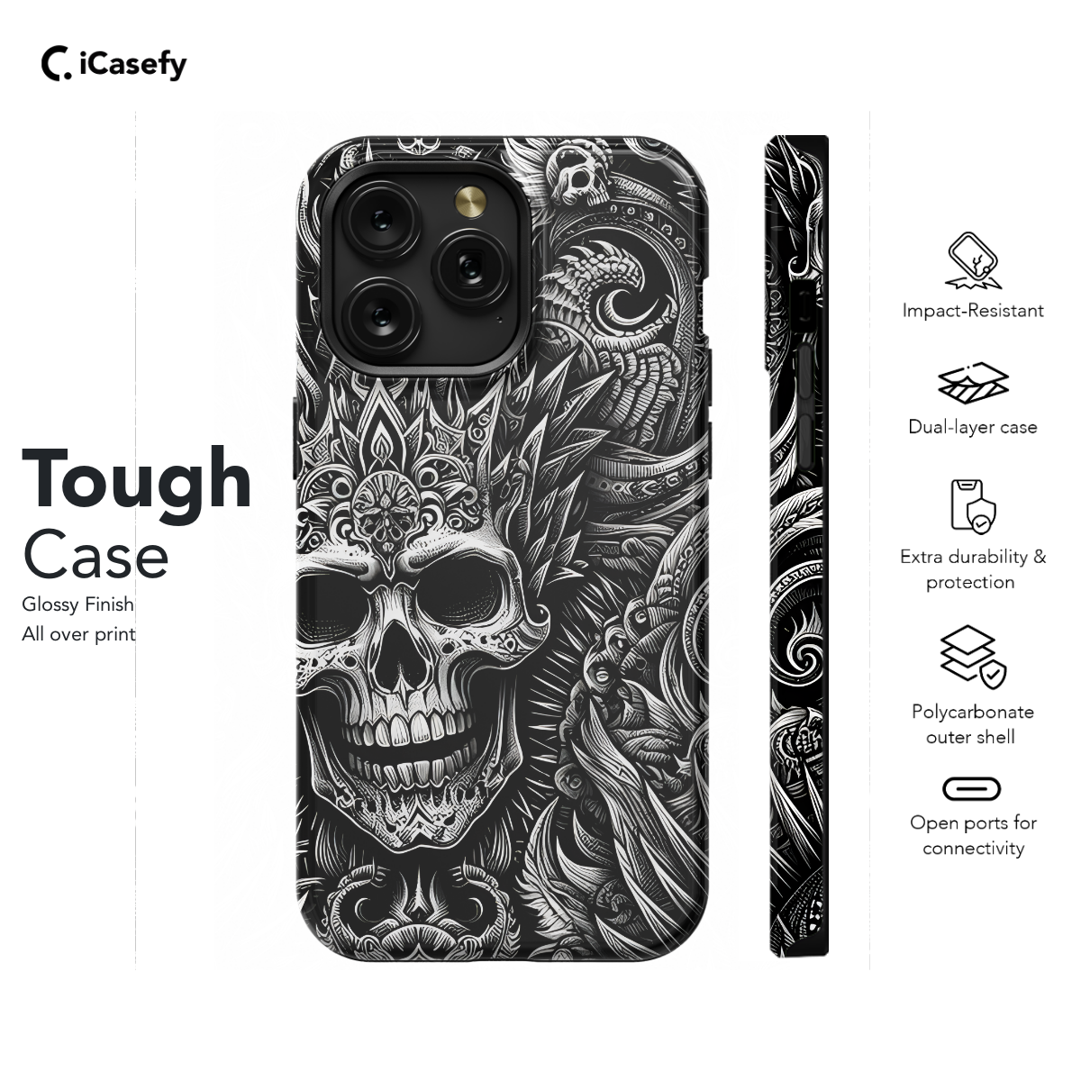 Gothic Skull Punk Phone Case iPhone Samsung Cover Pixel 1689 - Image 5