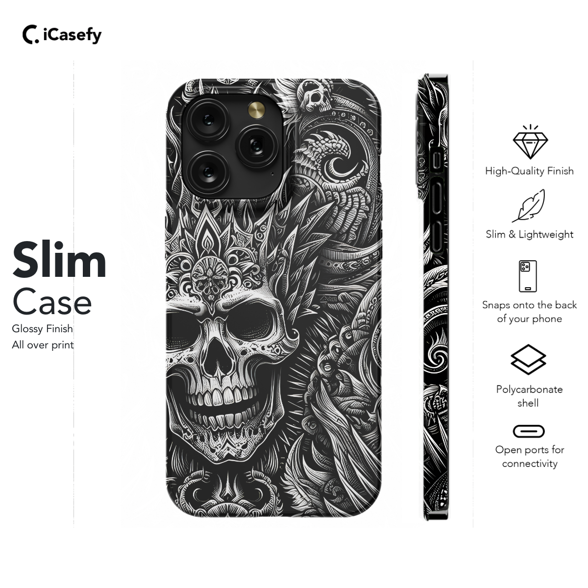 Gothic Skull Punk Phone Case iPhone Samsung Cover Pixel 1689 - Image 6