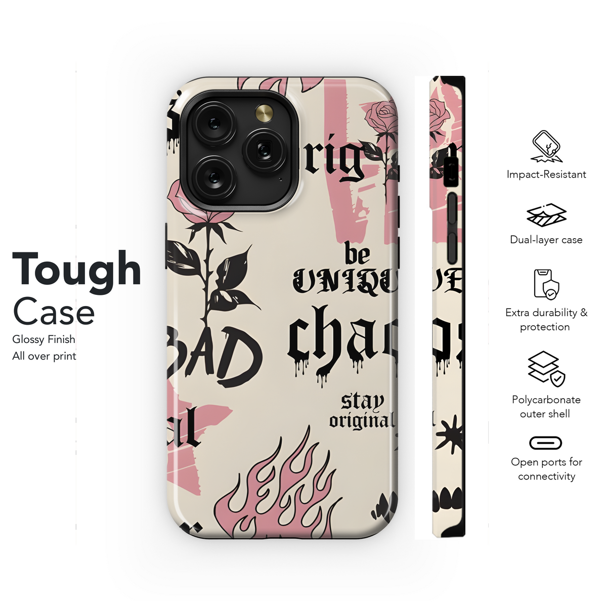 Gothic Tattoo Seamless Pattern Phone Case iPhone Samsung Cover Pixel 2168 - Image 6