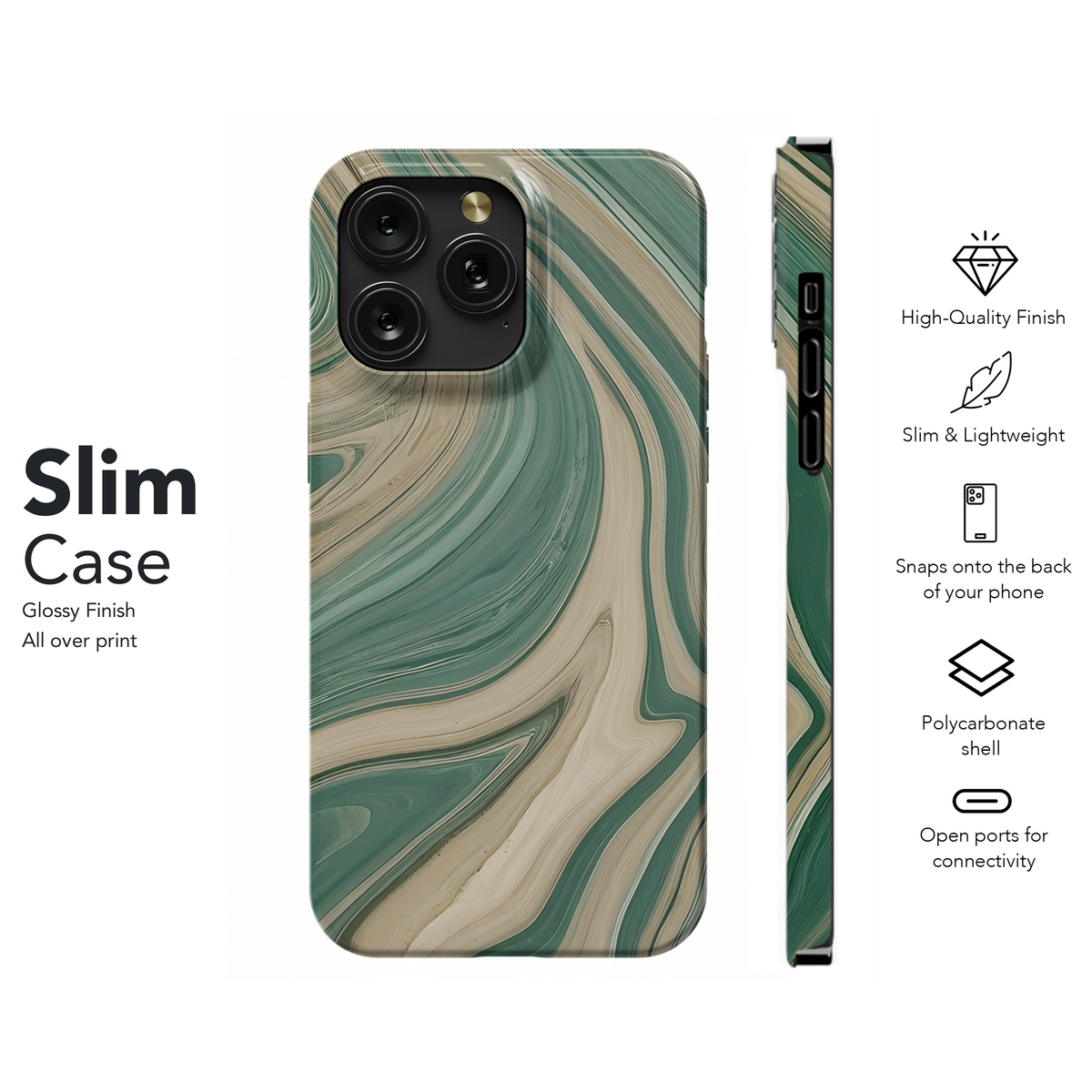 Green Beige Marbled Phone Case iPhone Samsung Cover Pixel 3760 - Image 7