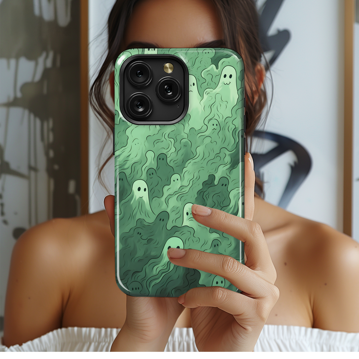 Green Ghostly Swirl Phone Case iPhone Samsung Cover Pixel 4285 - Image 2