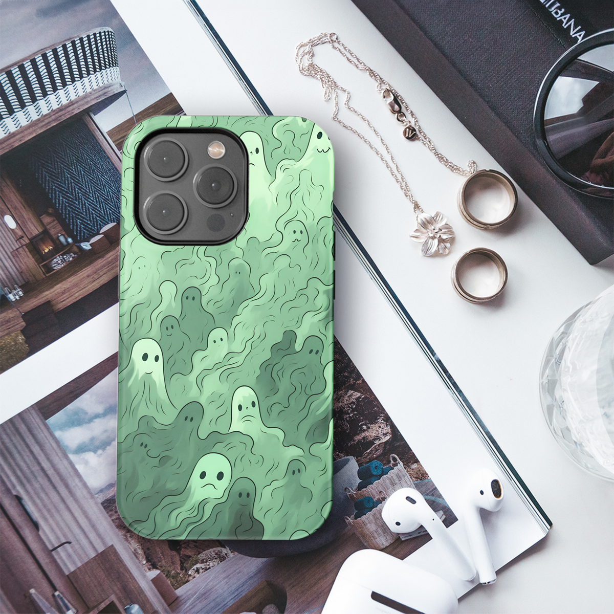 Green Ghostly Swirl Phone Case iPhone Samsung Cover Pixel 4285 - Image 3