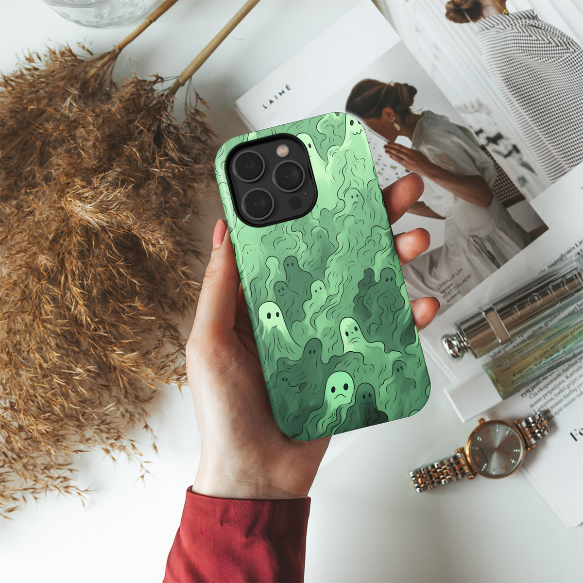 Green Ghostly Swirl Phone Case iPhone Samsung Cover Pixel 4285 - Image 4