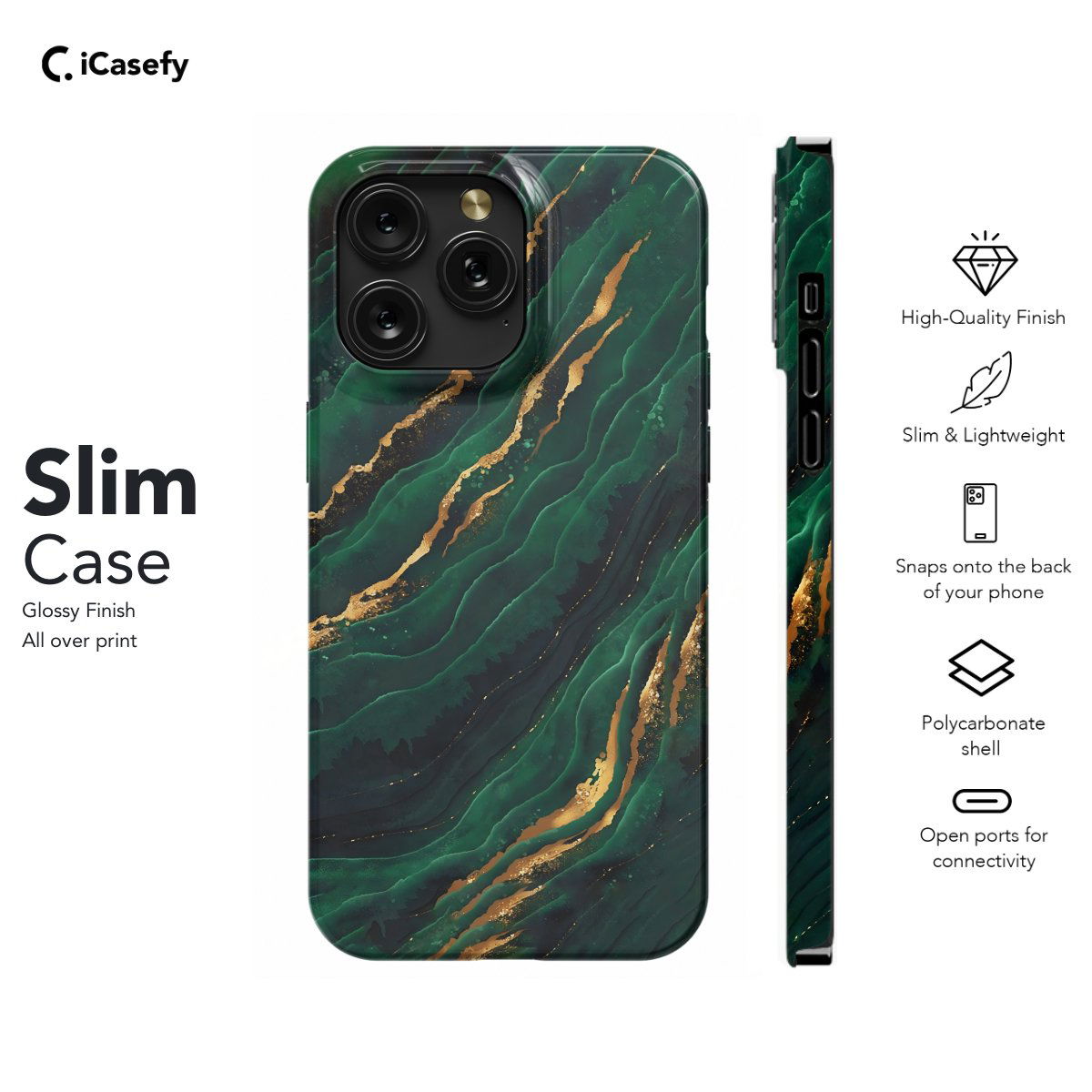 Green Golden Marble Phone Case iPhone Samsung Pixel & More - Image 6