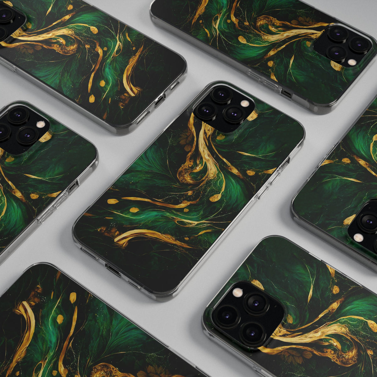 Green Marble With Gold Phone Case - Image 5