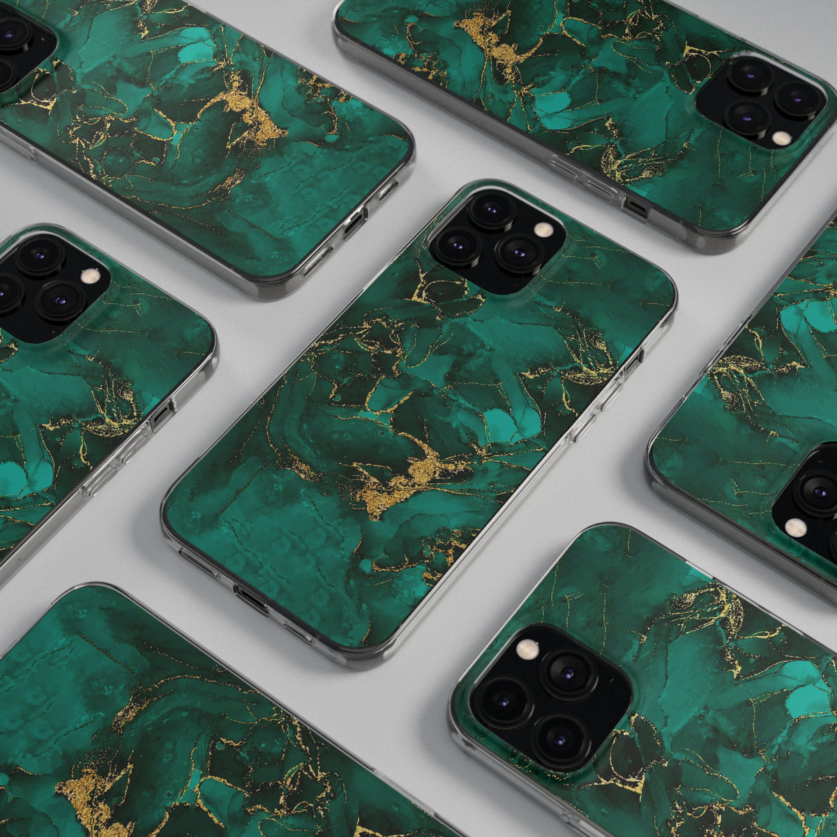 Green Marble With Gold Phone Case - Image 6