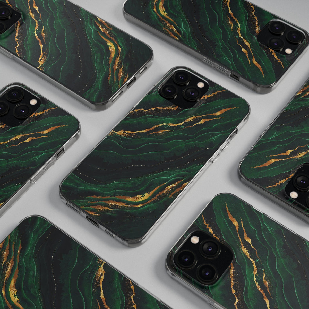 Green Marble With Gold Phone Case - Image 7