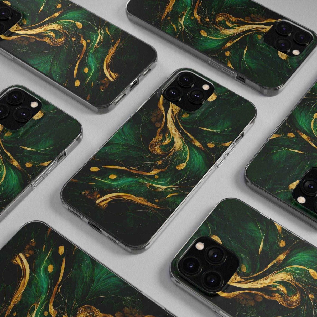 Green Marble With Gold Phone Case - Image 6