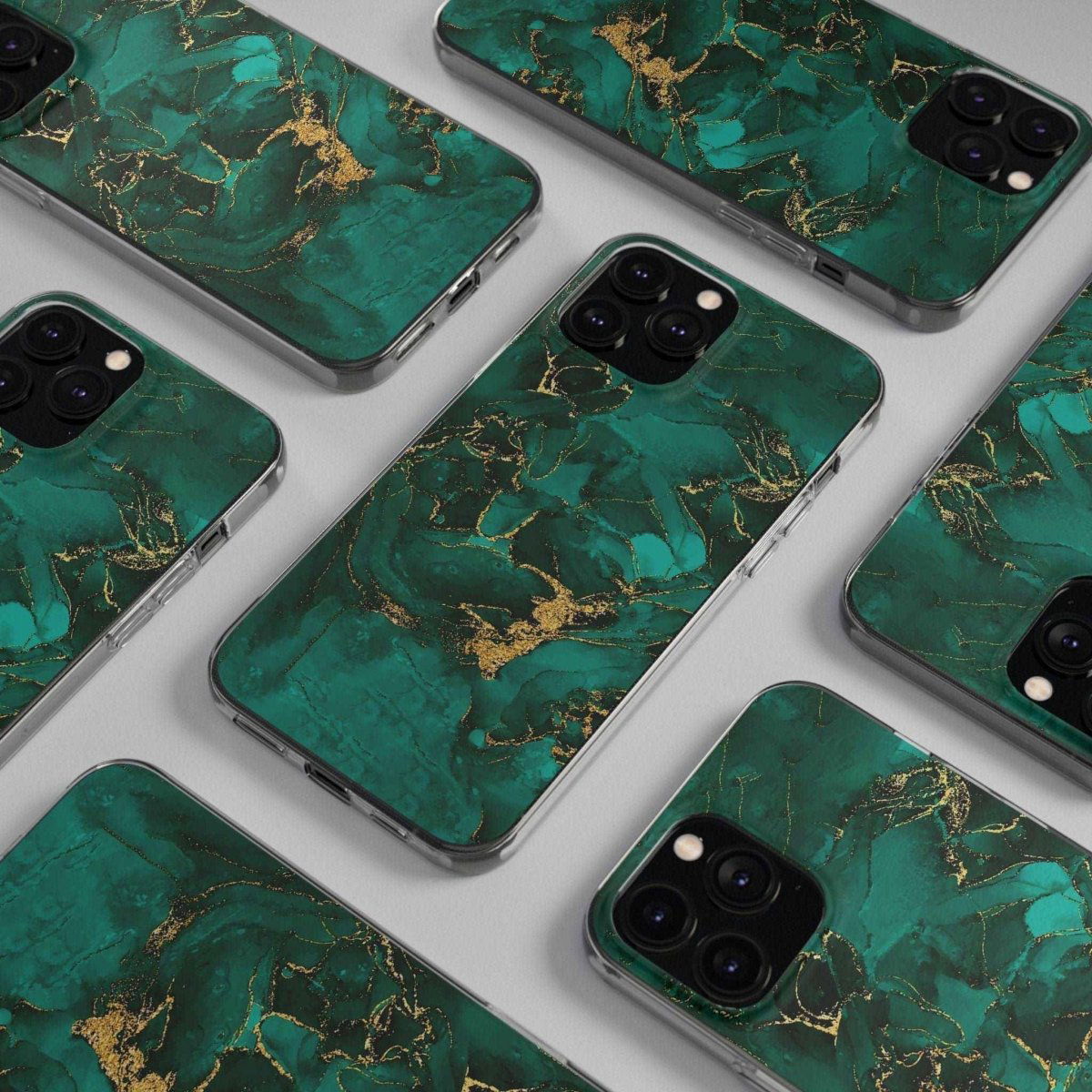 Green Marble With Gold Phone Case - Image 7