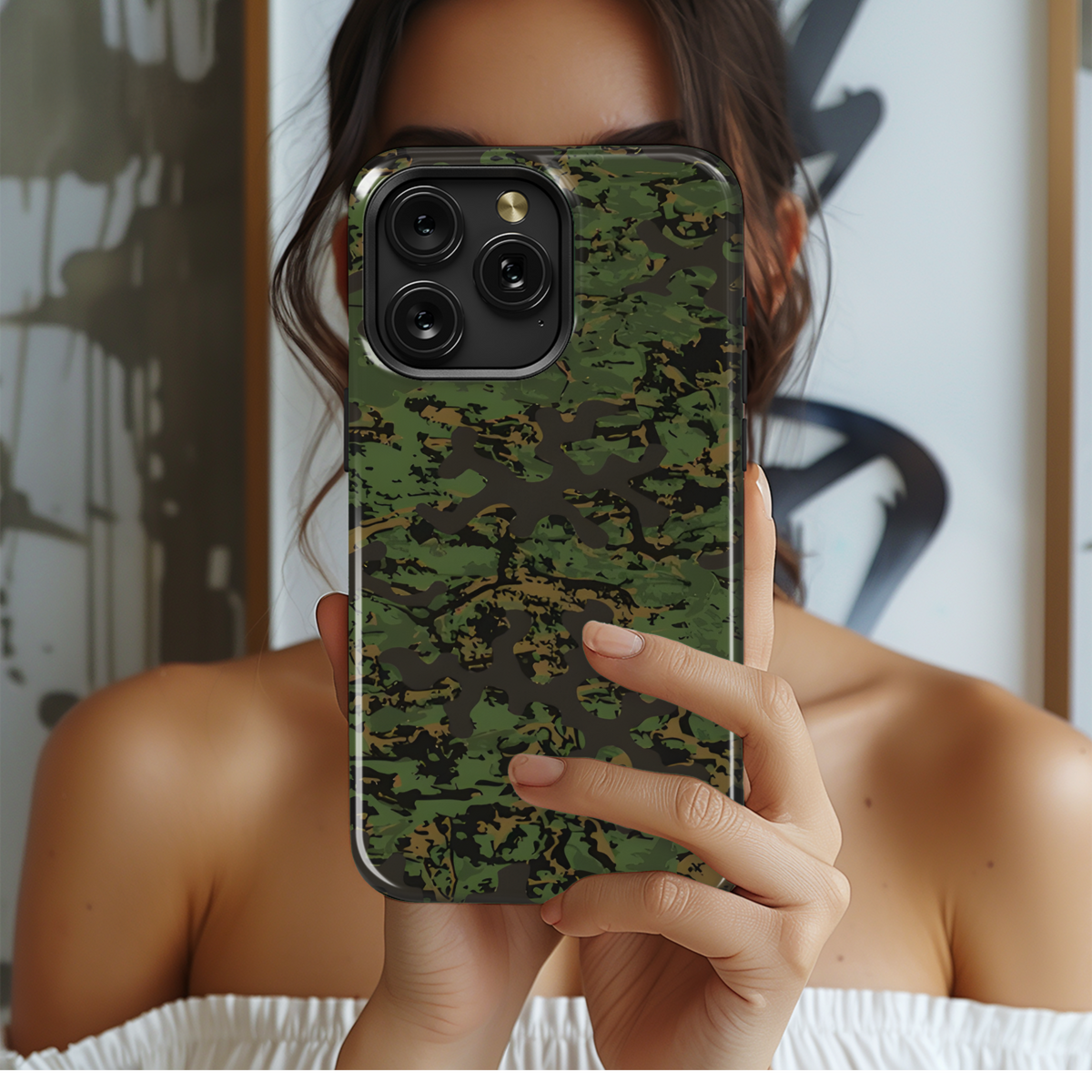 Green Vector Combat Camo Grunge Print Phone Case iPhone Samsung Cover Pixel 2214 - Image 2