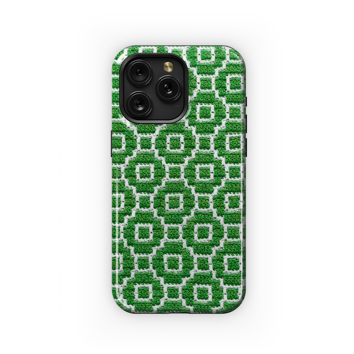 Green White Knitted Mosaic Phone Case iPhone Samsung Cover Pixel 3848 - Image 1