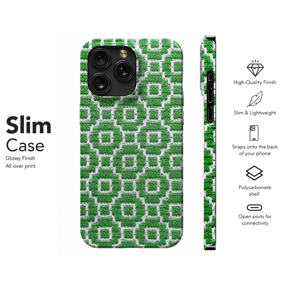 Green White Knitted Mosaic Phone Case iPhone Samsung Cover Pixel 3848 - Image 7