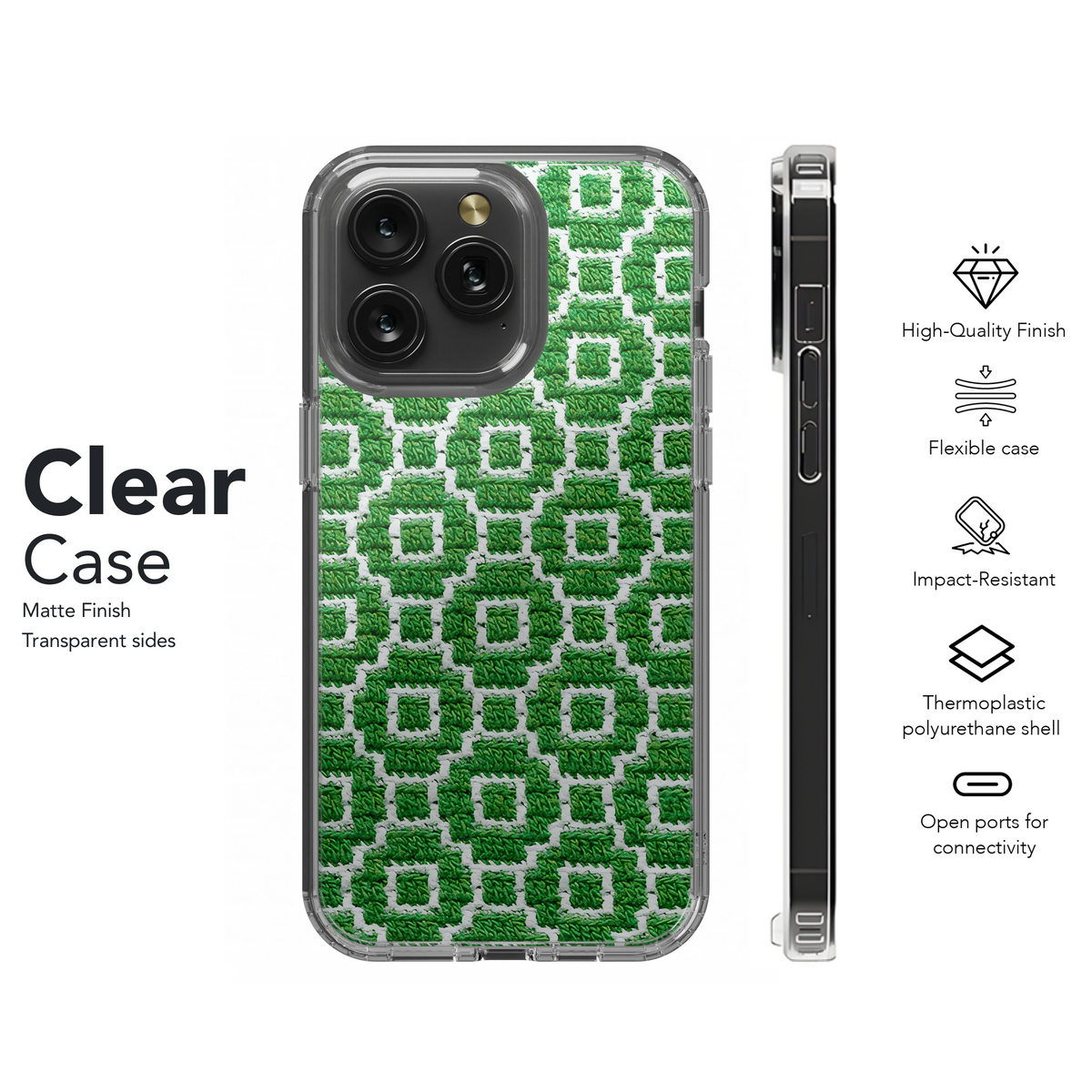 Green White Knitted Mosaic Phone Case iPhone Samsung Cover Pixel 3848 - Image 8