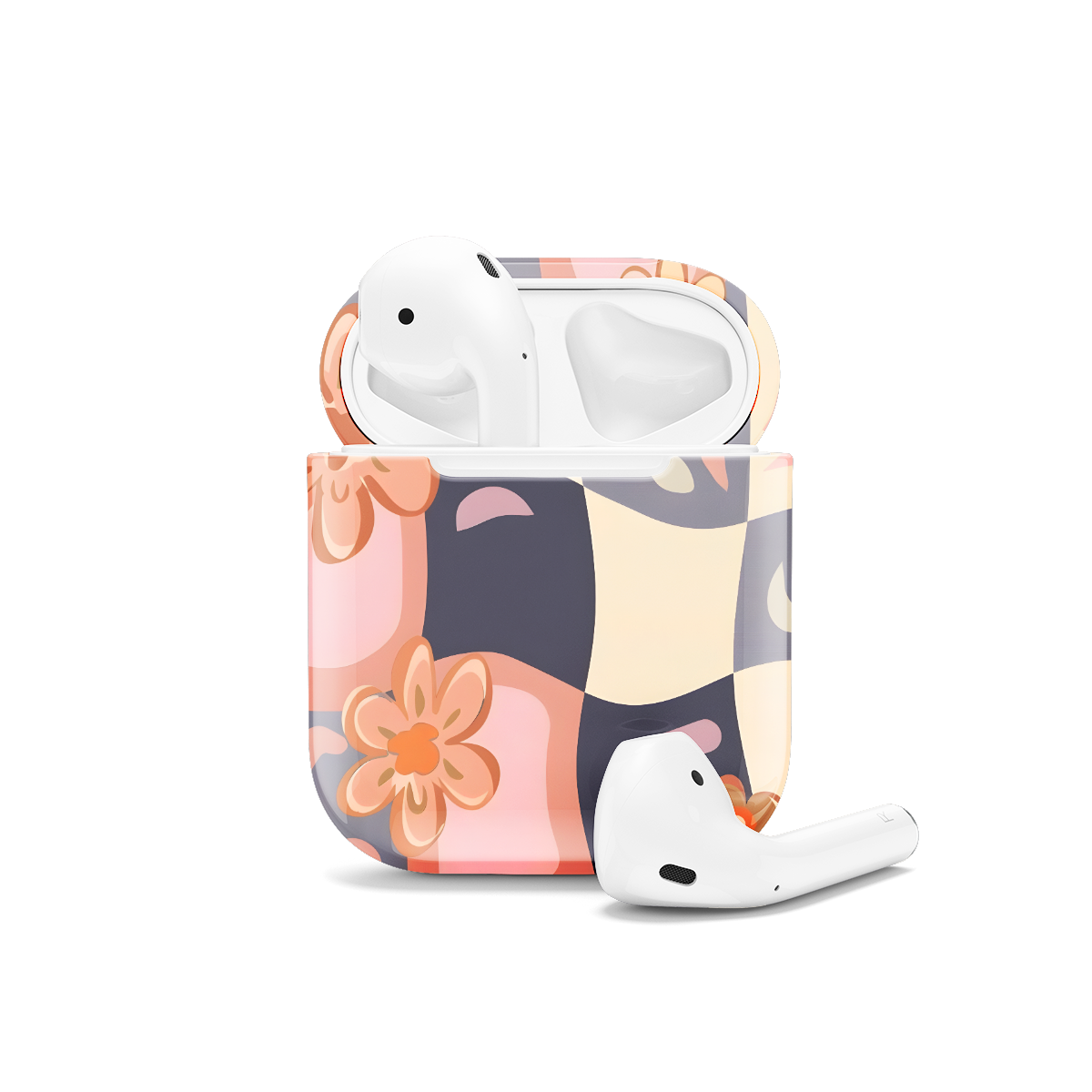 Groovy Floral Pastel Checkered AirPods Case AirPods Pro AirPods Pro 2 AirPods 3 AirPods 2 Glossy 1551 - Image 1