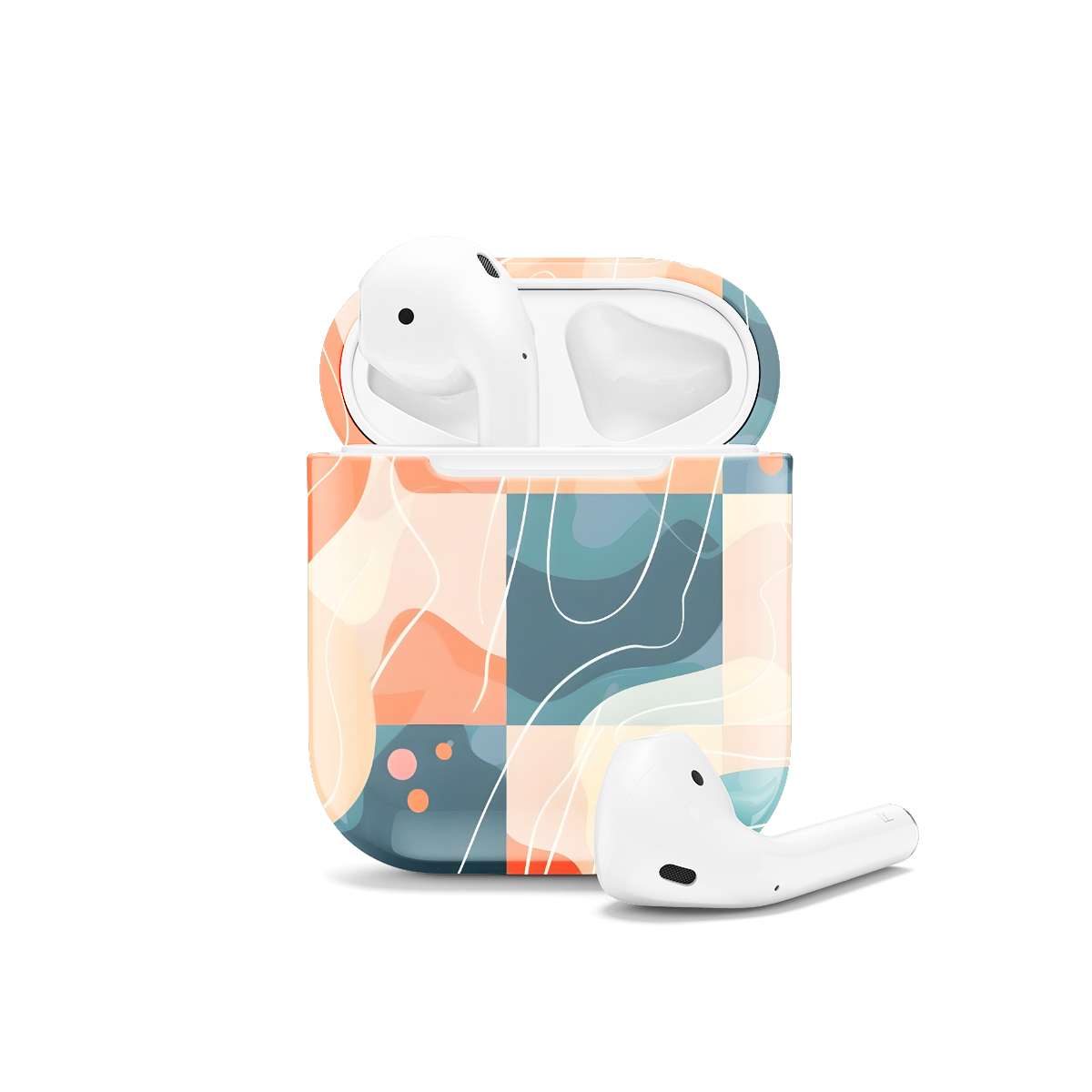 Groovy Floral Pastel Checkered AirPods Case AirPods Pro AirPods Pro 2 AirPods 3 AirPods 2 Glossy 1552 - Image 1