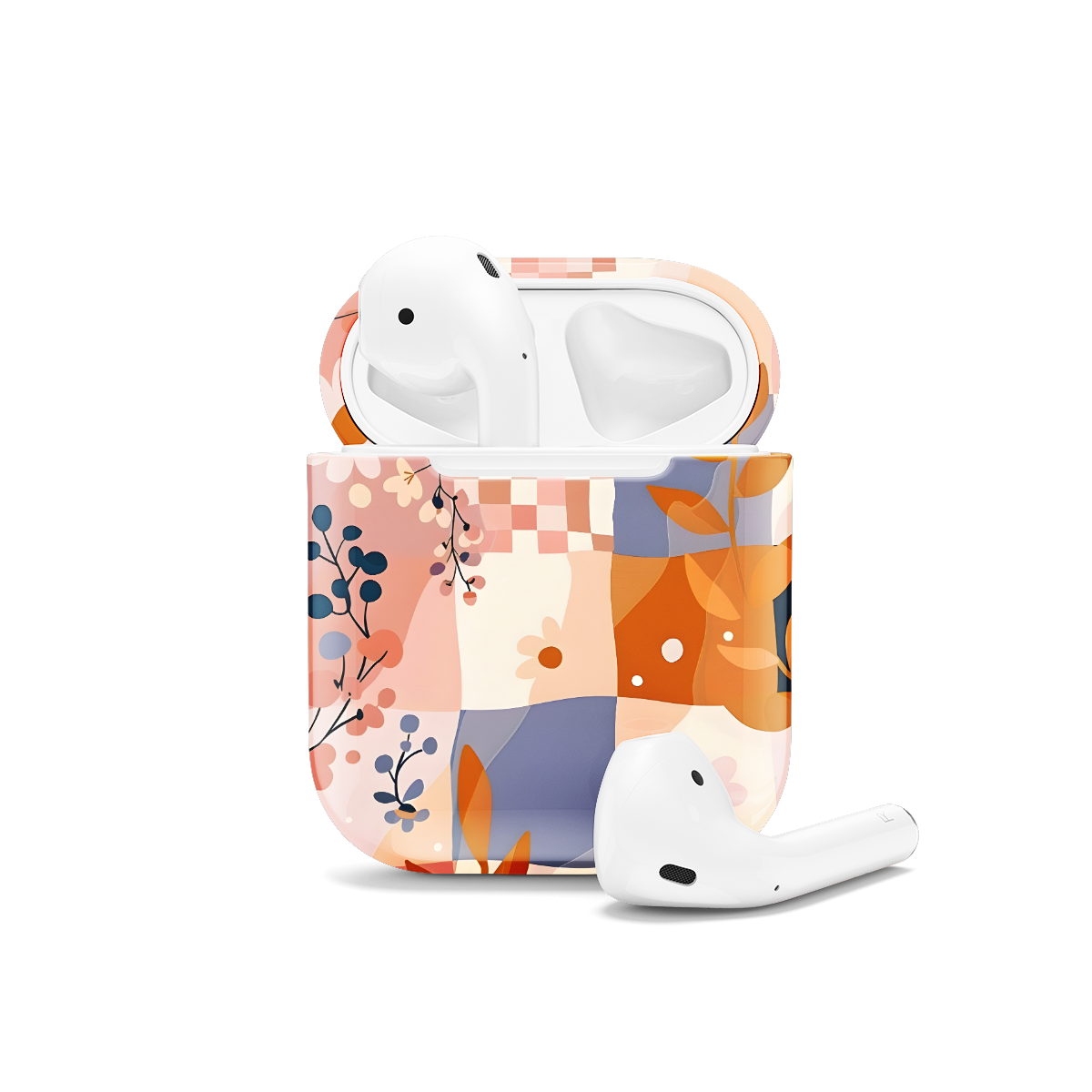 Groovy Floral Pastel Checkered AirPods Case AirPods Pro AirPods Pro 2 AirPods 3 AirPods 2 Glossy 1553 - Image 1