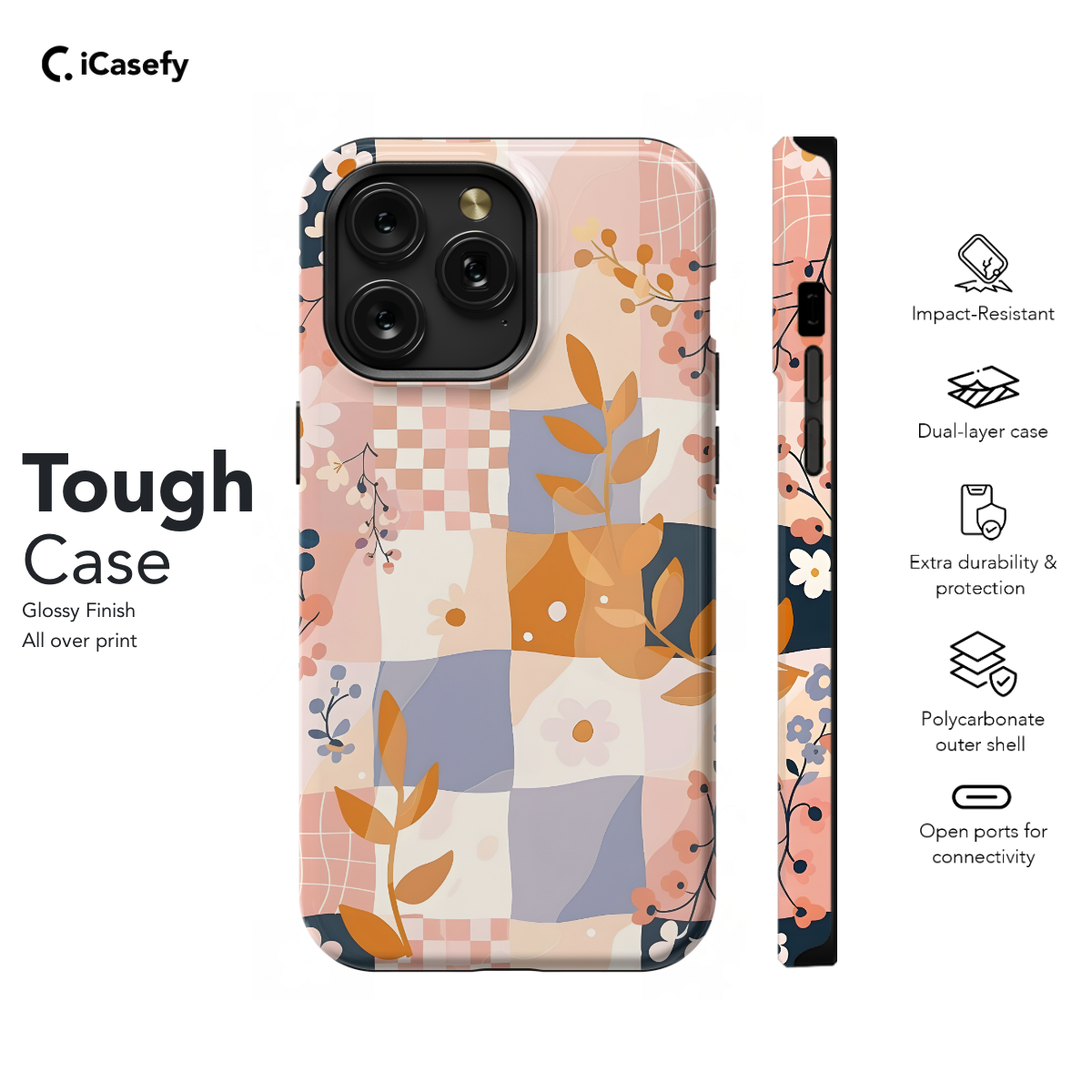 Groovy Floral Pastel Checkered Phone Case iPhone Samsung Cover Pixel 671 - Image 5