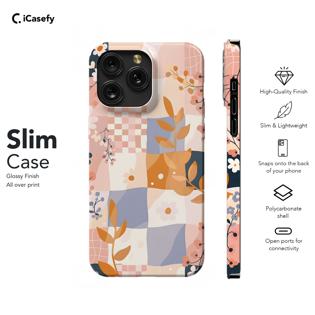 Groovy Floral Pastel Checkered Phone Case iPhone Samsung Cover Pixel 671 - Image 6