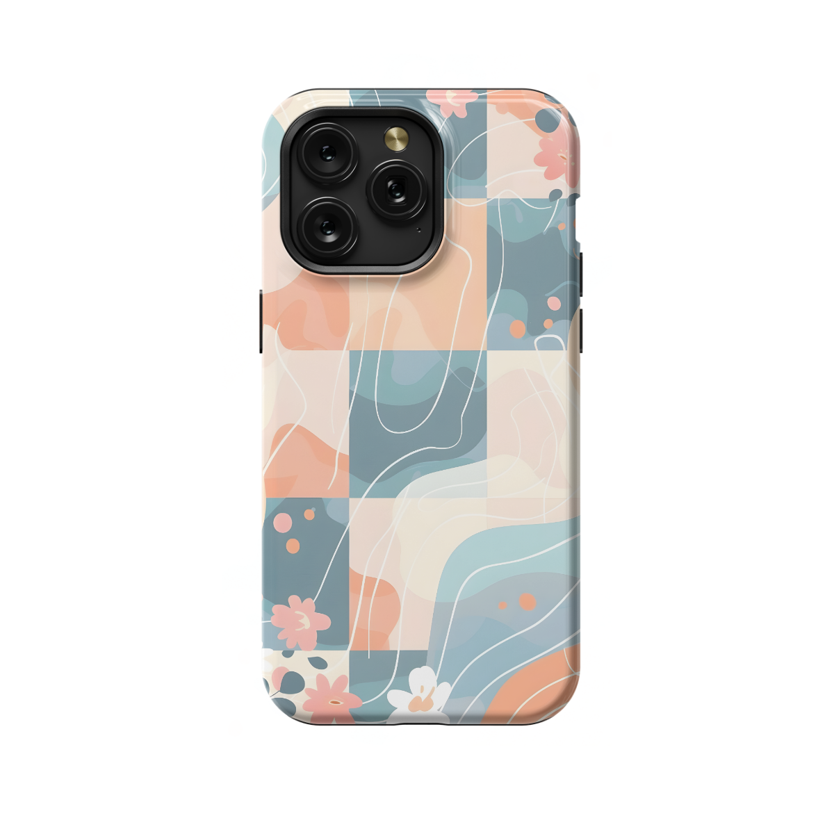 Groovy Floral Pastel Checkered Phone Case iPhone Samsung Cover Pixel 672 - Image 1