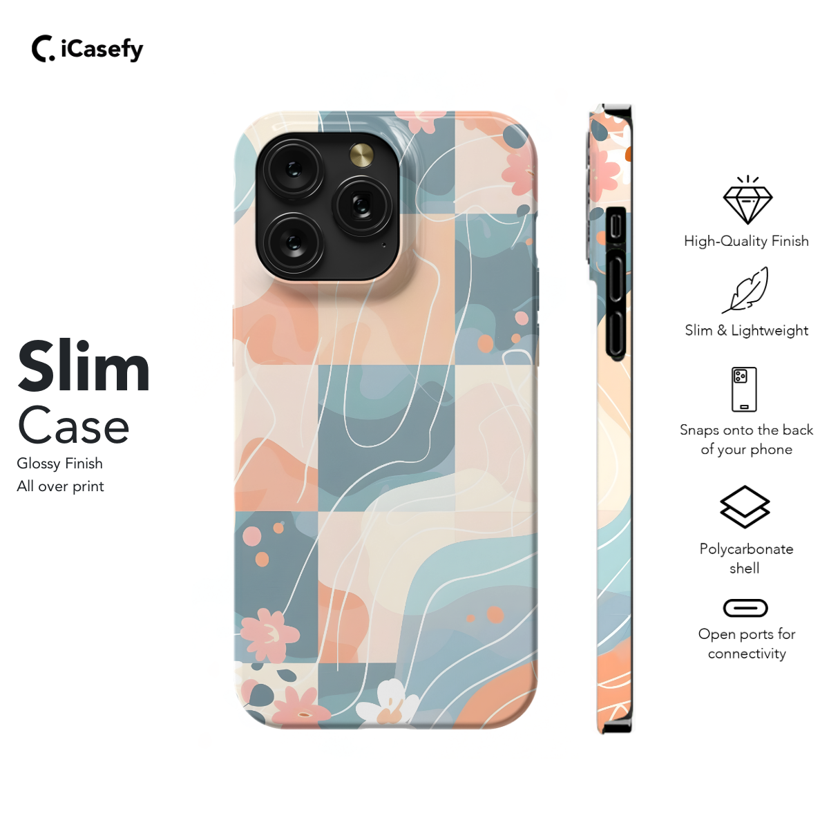 Groovy Floral Pastel Checkered Phone Case iPhone Samsung Cover Pixel 672 - Image 6