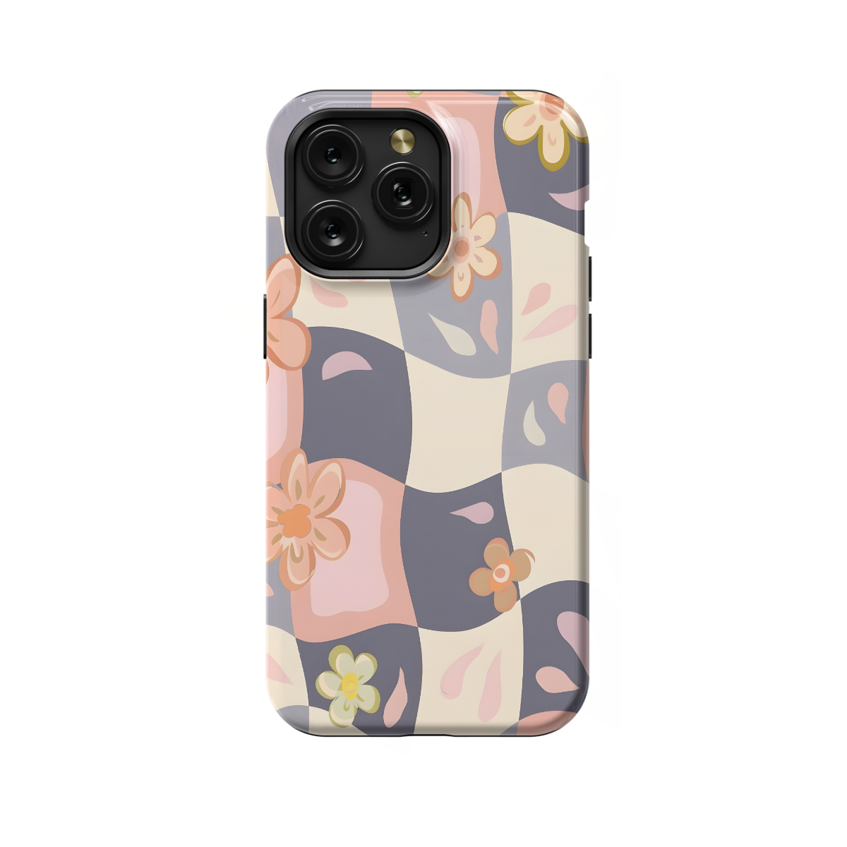 Groovy Floral Pastel Checkered Phone Case iPhone Samsung Cover Pixel 673 - Image 1