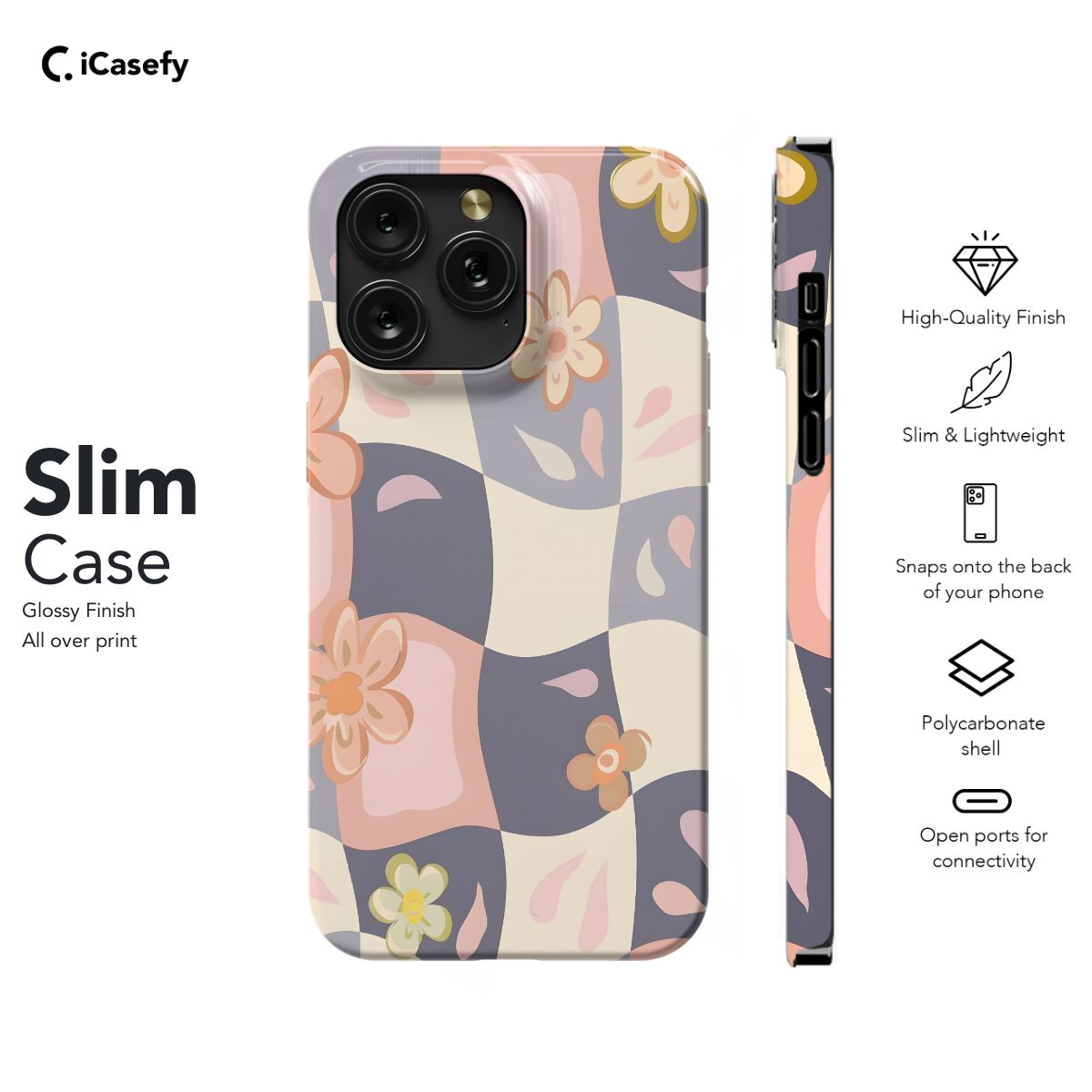 Groovy Floral Pastel Checkered Phone Case iPhone Samsung Cover Pixel 673 - Image 6