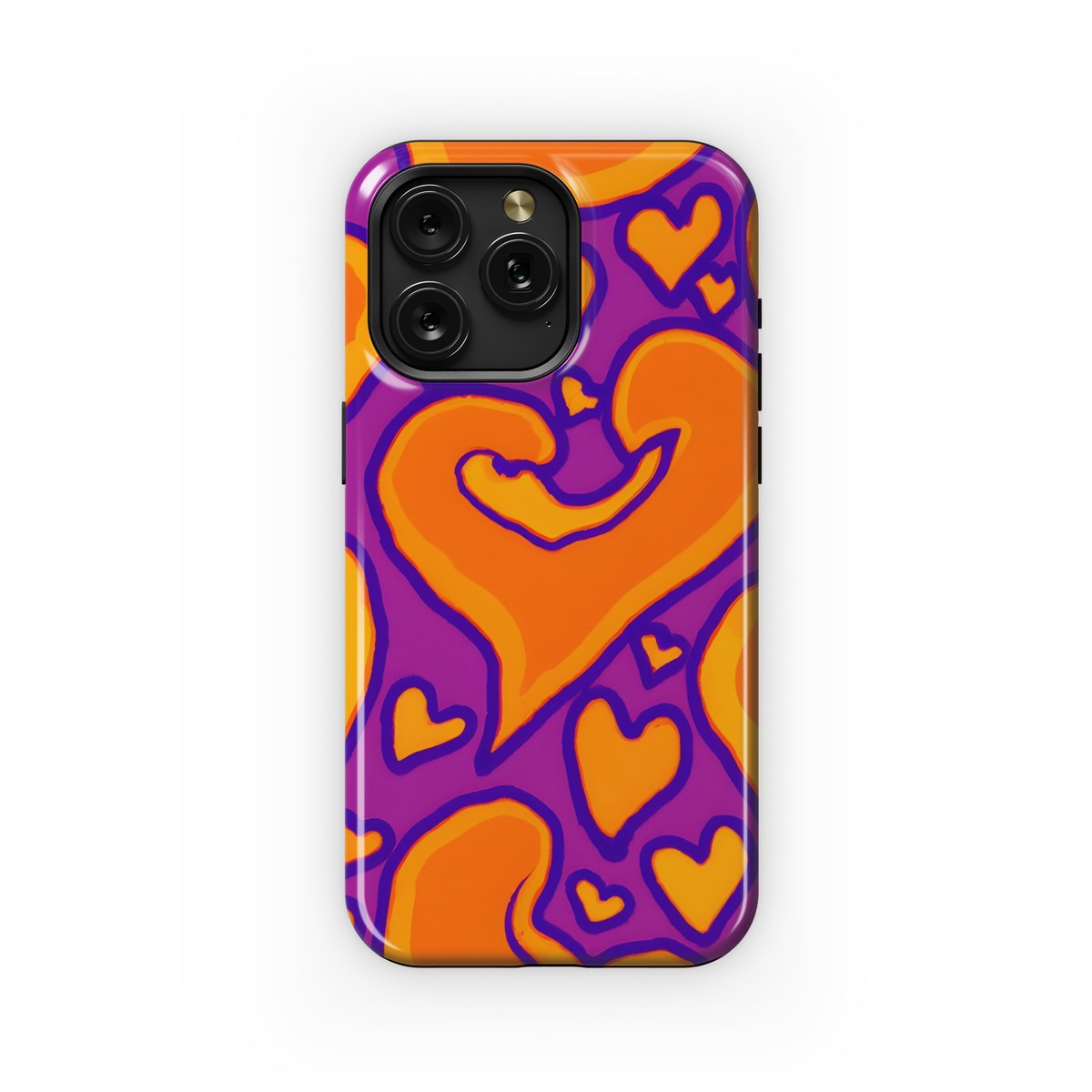 Groovy Orange Hearts Phone Case iPhone Samsung Cover Pixel 3124 - Image 1