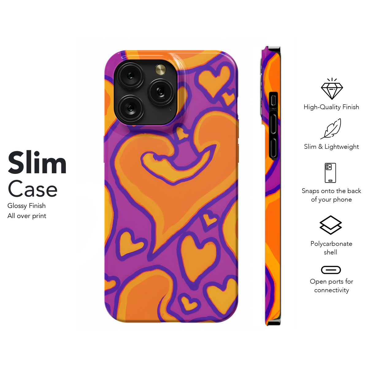 Groovy Orange Hearts Phone Case iPhone Samsung Cover Pixel 3124 - Image 7