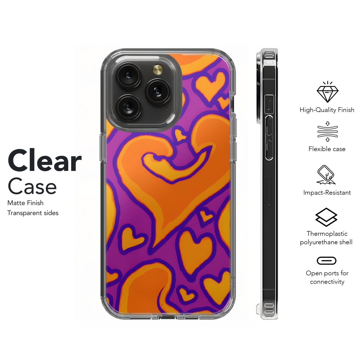 Groovy Orange Hearts Phone Case iPhone Samsung Cover Pixel 3124 - Image 8