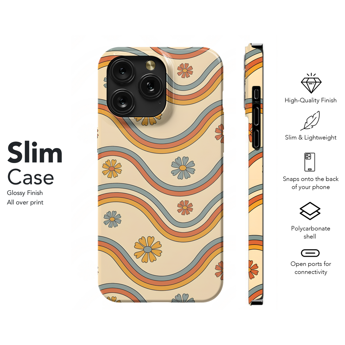 Groovy Retro Waves Flowers
 Phone Case iPhone Samsung Cover Pixel 4029 - Image 7