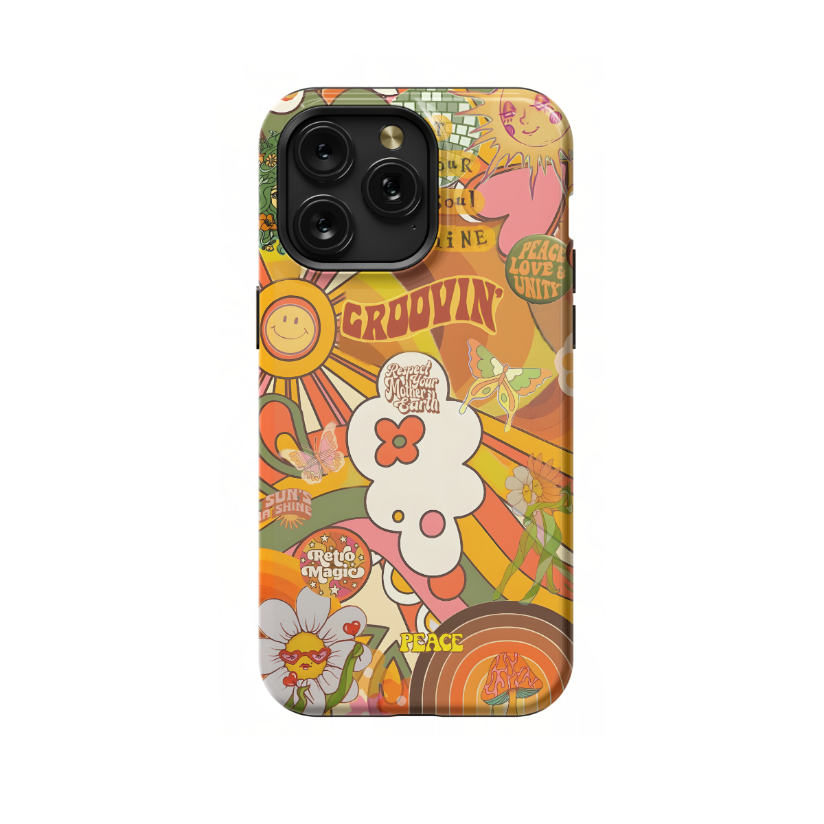 Groovy Trippy Aesthetic Hippie Peace Rainbow 70s Phone Case iPhone Samsung Pixel & More 382 - Image 1