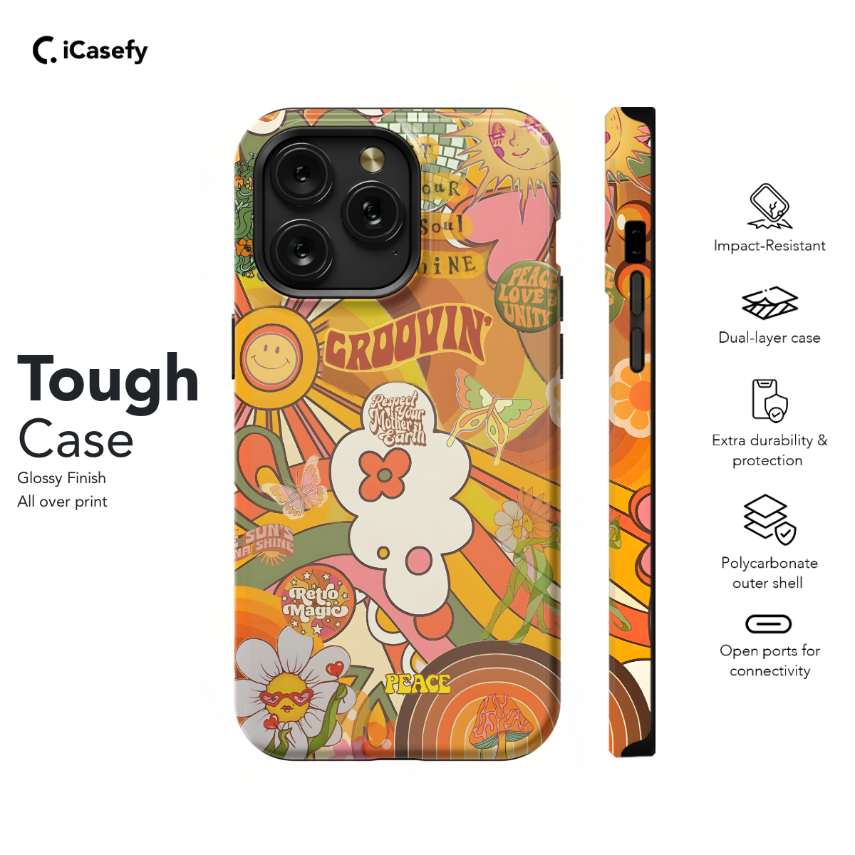 Groovy Trippy Aesthetic Hippie Peace Rainbow 70s Phone Case iPhone Samsung Pixel & More 382 - Image 5