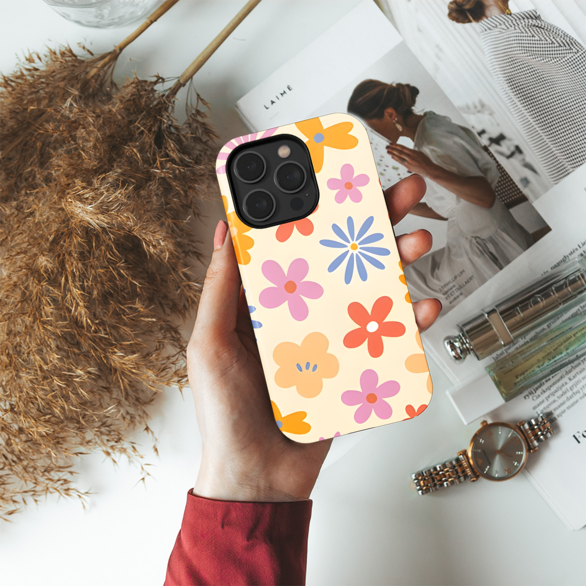 Groovy Vintage Daisy Flowers Phone Case iPhone Samsung Cover Pixel 3663 - Image 4