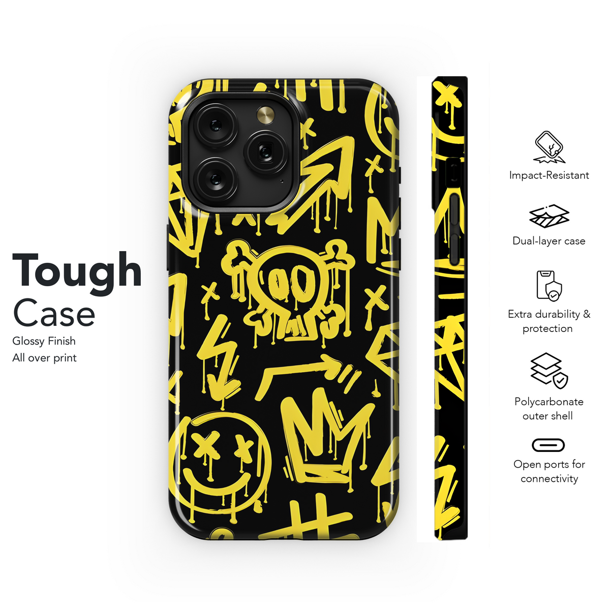 Grunge Graffiti Patterns with Emojis Phone Case iPhone Samsung Cover Pixel 2397 - Image 6