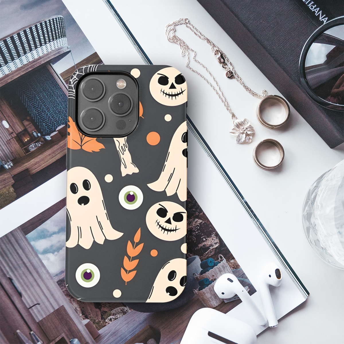 Halloween Ghost Pattern Phone Case iPhone Samsung Cover Pixel 2296 - Image 3