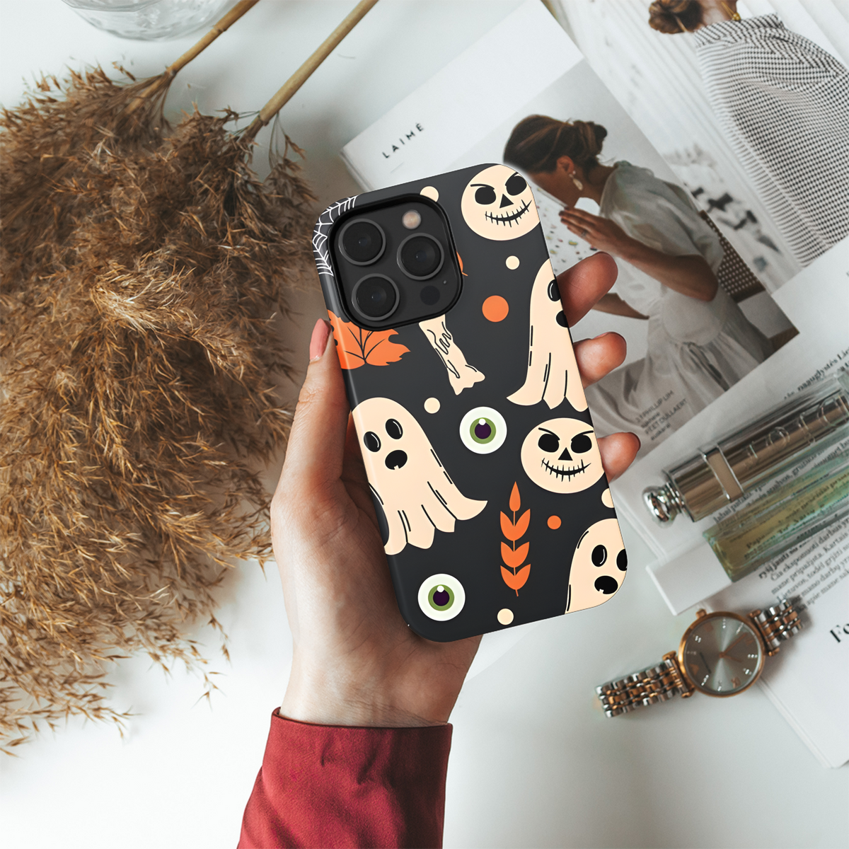 Halloween Ghost Pattern Phone Case iPhone Samsung Cover Pixel 2296 - Image 4