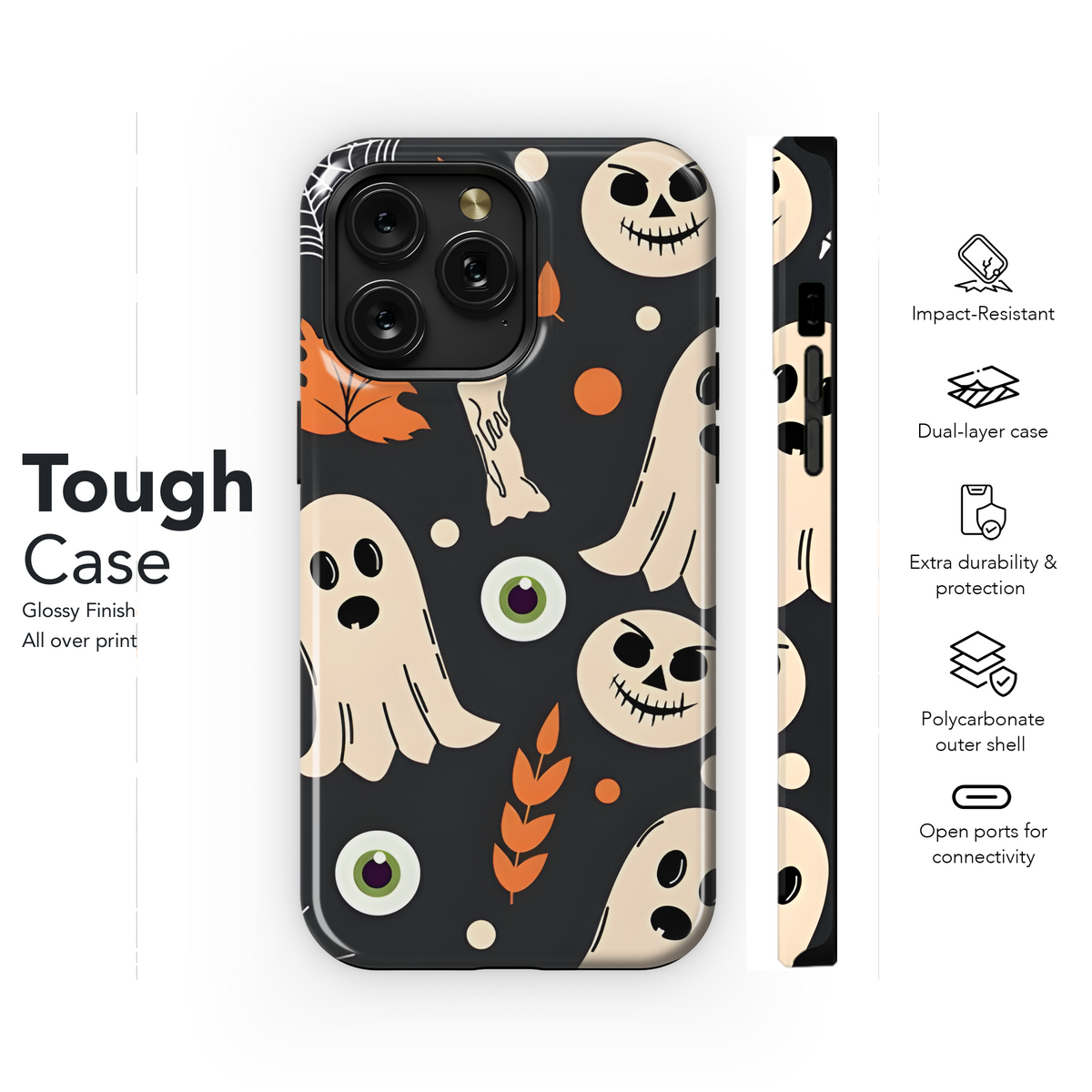 Halloween Ghost Pattern Phone Case iPhone Samsung Cover Pixel 2296 - Image 6