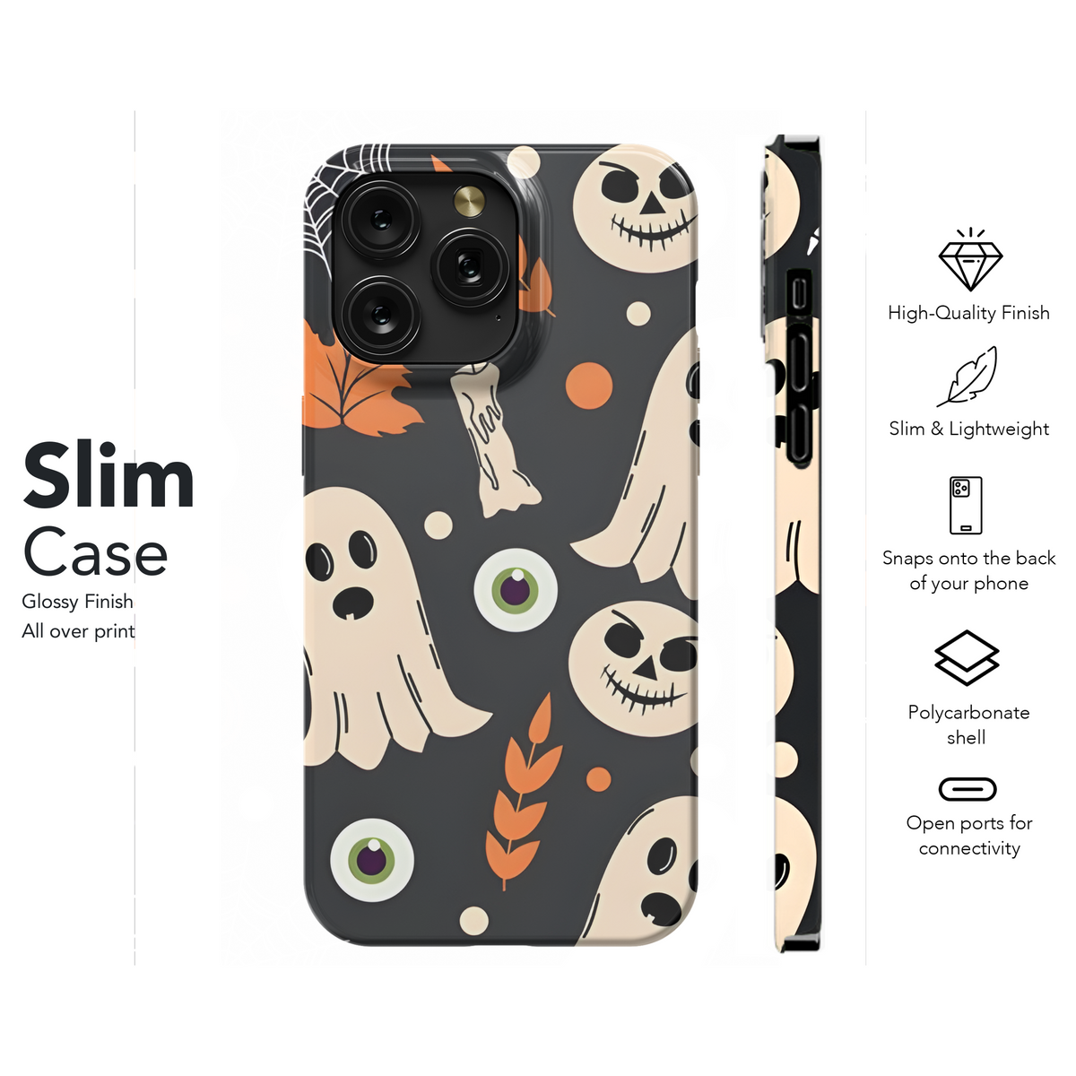 Halloween Ghost Pattern Phone Case iPhone Samsung Cover Pixel 2296 - Image 7