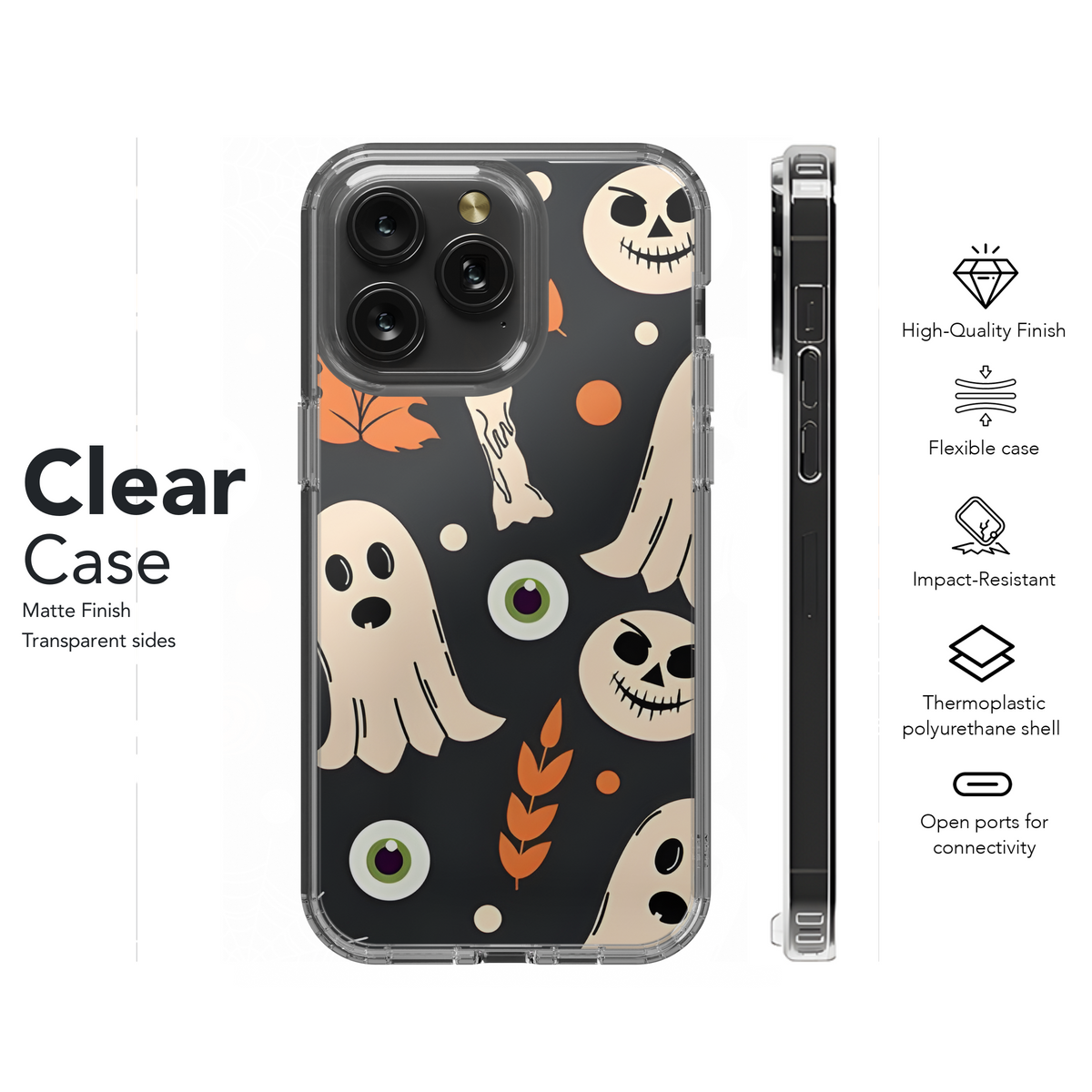 Halloween Ghost Pattern Phone Case iPhone Samsung Cover Pixel 2296 - Image 8