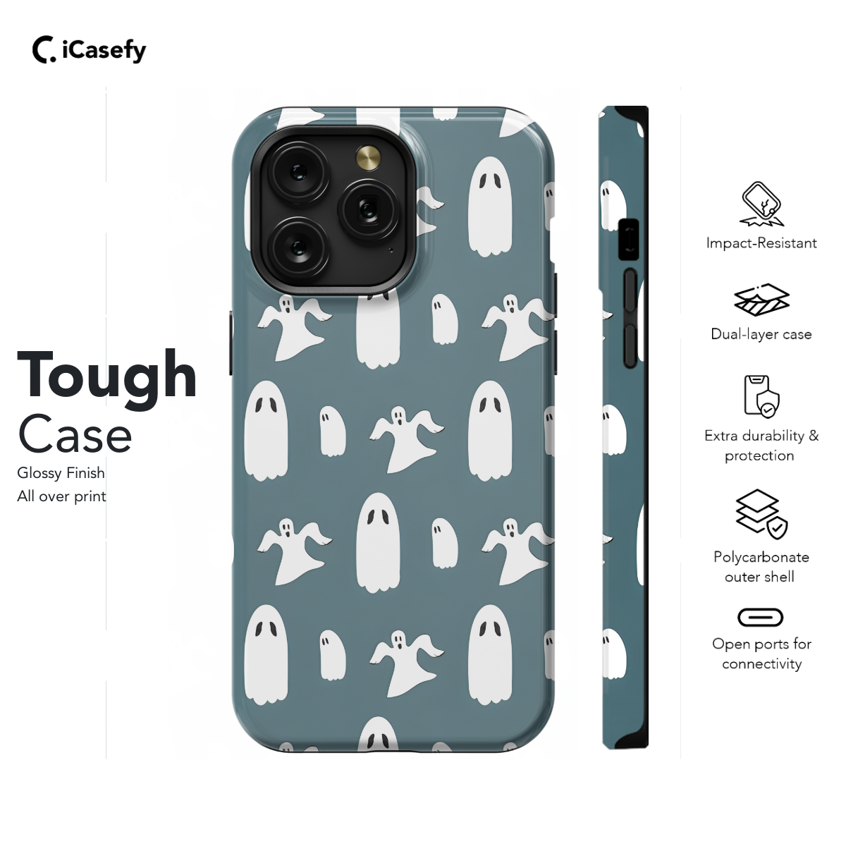 Halloween Ghost Seamless Phone Case iPhone Samsung Cover Pixel 1129 - Image 5