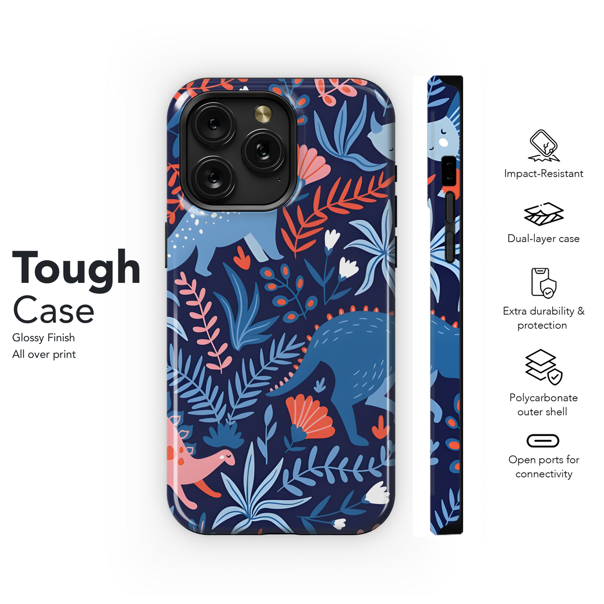 Hand Drawn Dinosaur Jungle Phone Case iPhone Samsung Cover Pixel 2800 - Image 6