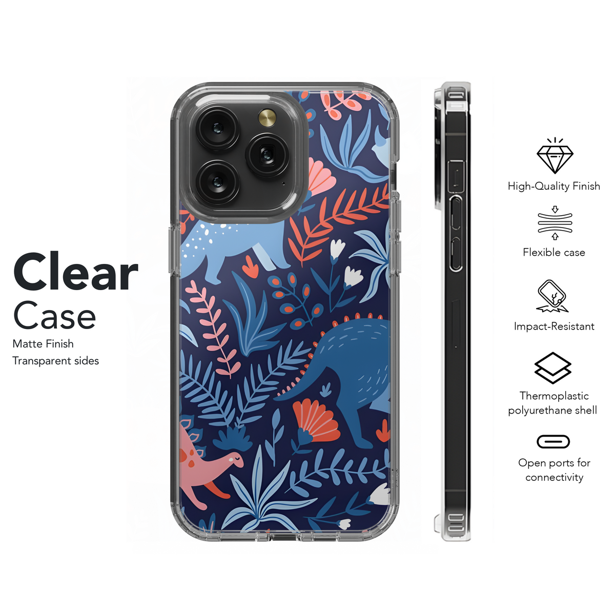 Hand Drawn Dinosaur Jungle Phone Case iPhone Samsung Cover Pixel 2800 - Image 8