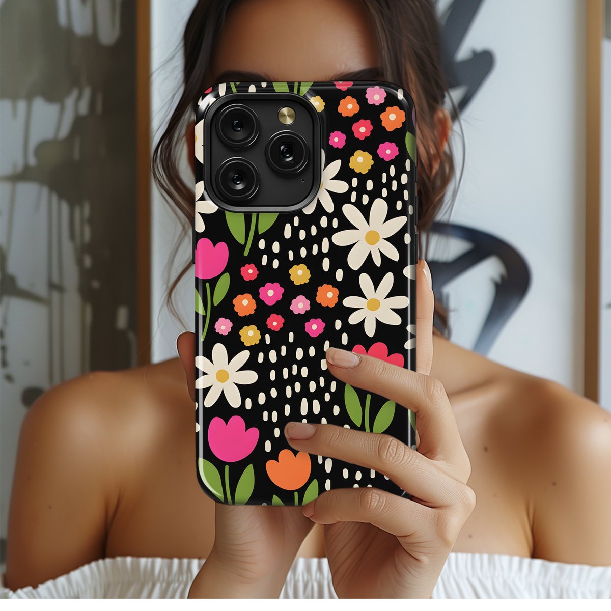 Hand Drawn Floral Phone Case iPhone Samsung Cover Pixel 3935 - Image 2