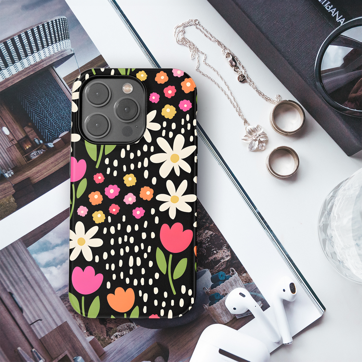 Hand Drawn Floral Phone Case iPhone Samsung Cover Pixel 3935 - Image 3