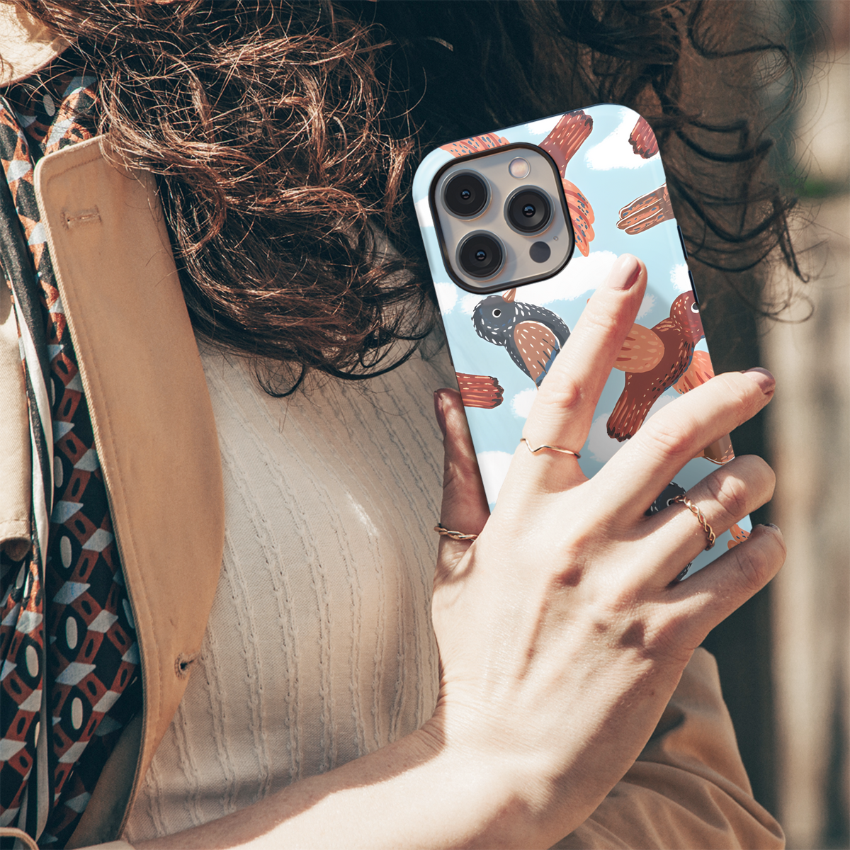 Hand Drawn Flying Birds Phone Case iPhone Samsung Cover Pixel 2652 - Image 5