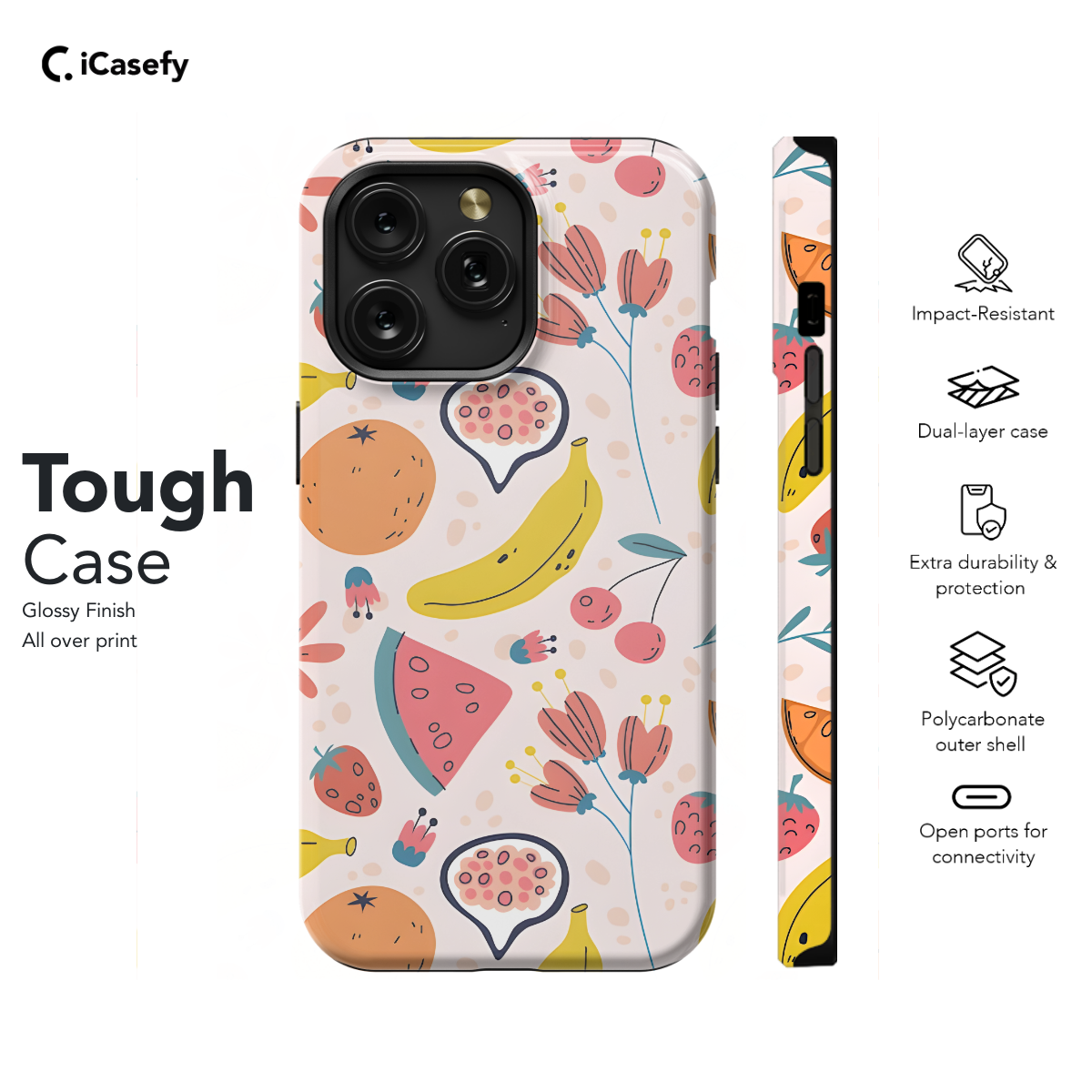 Hand Drawn Fruit and Floral Phone Case iPhone Samsung Cover Pixel 1135 - Image 5