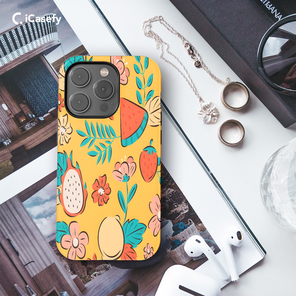 Hand Drawn Fruit and Floral Phone Case iPhone Samsung Cover Pixel 1136 - Image 3