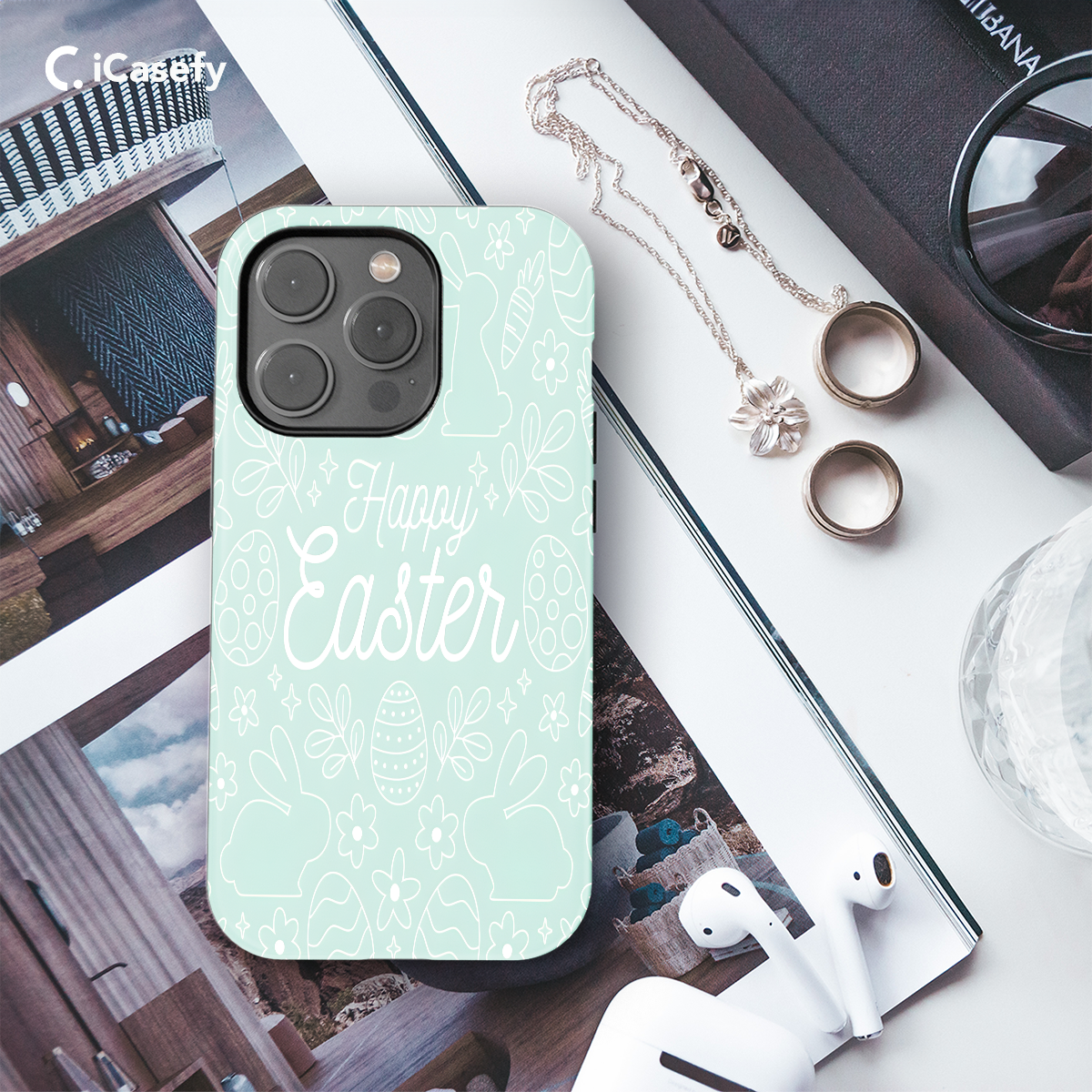 Hand Drawn Pastel Monochrome Easter Phone Case iPhone Samsung Cover Pixel 1150 - Image 3